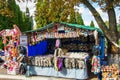 Handmade wool socks in the small shop at the fair Royalty Free Stock Photo