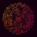 Handmade Workshop Line Icon Circle Concept