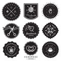 Handmade workshop logo vintage vector set. Hipster and retro style. Royalty Free Stock Photo