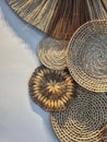 Handmade woven basket wall decor Royalty Free Stock Photo