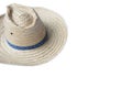 Handmade woven hat bamboo on white background. Royalty Free Stock Photo