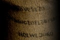 handmade woven hemp sack coffee bag texture or a coffee background concept with copy space