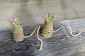 Handmade woven straw crafts in the shape of mice