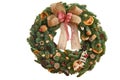 Handmade wreath from natural fir branches for decoration on and winter holidays. Christmas