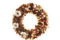 Handmade wreath from natural fir branches for decoration on and winter holidays. Christmas