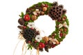 Handmade wreath from natural fir branches for decoration on and winter holidays. Christmas