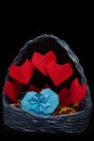 Handmaid busket with origami hearts for Saint Valentine`s Day