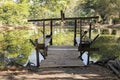 Handmake wood seat on pond for relax