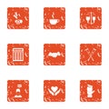 Handout icons set, grunge style