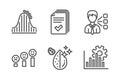 Handout, Roller coaster and Customer satisfaction icons set. Third party, Dirty water and Seo graph signs. Vector