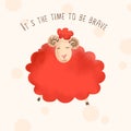 Handpainted cartoon red lamb with balls Royalty Free Stock Photo