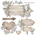 Handpainted collection watercolor wood planks clipart.