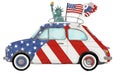 Retro Fiat 500 in American Flag colors, July 4th Celebration Royalty Free Stock Photo