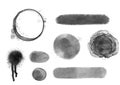 Handpainted watercolor black vector set of circle brush strokes and ink stains and blots grunge Royalty Free Stock Photo