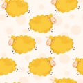 Handpainted cartoon pattern jumping lamb with balls Royalty Free Stock Photo