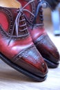 Red handpainted wedding oxford patina dress shoes