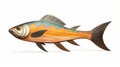 Handpainted Wooden Fish Illustration With Bold Lines And Detailed Renderings