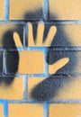 A handprint as graffiti