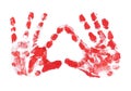 HandPrint of the child in the form of heart