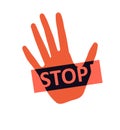 Handprint stop sign illustration design over a white background