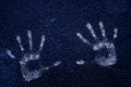 Handprints on Blue Wall Texture Royalty Free Stock Photo