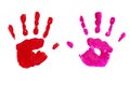 Handprints by children isolated on a white background Royalty Free Stock Photo