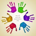 Handprints of different colors and text world autism awareness d