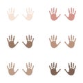 Handprints of different skin colors