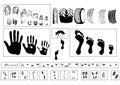 Handprints, Footprints and wheels Royalty Free Stock Photo