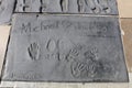 Michael Jackson handprints in Hollywood Boulevard in front of Chinese Theater. Los Angeles. California. USA