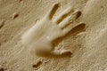 Handprints print in a sand cave, Bulgaria