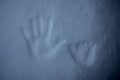 Handprints on the snow Royalty Free Stock Photo