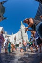 handprints of stars in Hollywood in the concrete of Chinese Theatre\'s forecourts.