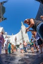 handprints of stars in Hollywood in the concrete of Chinese Theatre\'s forecourts.