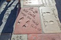 handprints of Will Smith and Douglas Fairbanks in Hollywood in the concrete of Chinese Theatre\'s forecourts