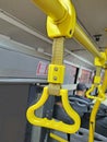 handrails and handles in the bus Royalty Free Stock Photo