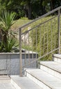 Stylish metal railing on steps