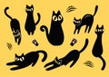 handraw cute cat vector set