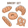 handraw vector illustraion icon set of bakery