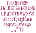 Handrawn gothic purple alphabet font