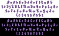 Handrawn violet gothic rose alphabet font