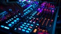 Hands adjusting illuminated music mixer Royalty Free Stock Photo