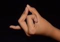 Hands in Apan Vayu Mudra isolated Royalty Free Stock Photo