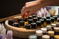 hands-on aromatherapy session with individual being treated to a variety of essential oils