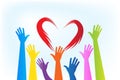 Hands around a heart logo vector image Royalty Free Stock Photo