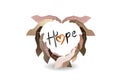 Hands around hope word love heart shape logo vector Royalty Free Stock Photo