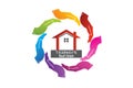 Hands around a house real estate logo vector Royalty Free Stock Photo