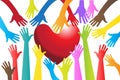 Hands around a heart logo vector image Royalty Free Stock Photo