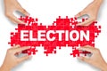 Hands arrange election text Royalty Free Stock Photo