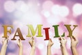Hands arrange a family text Royalty Free Stock Photo